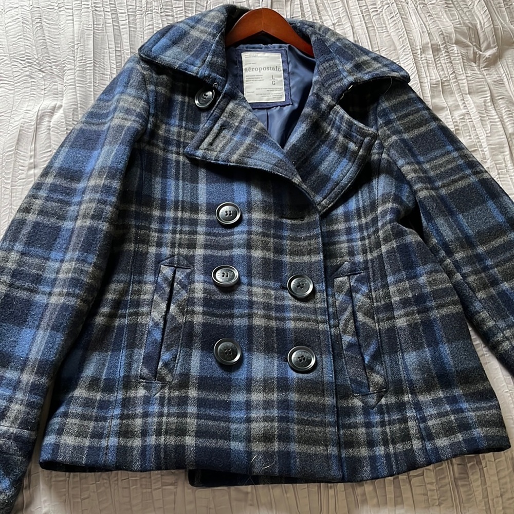 Aeropostale plaid Pea coat